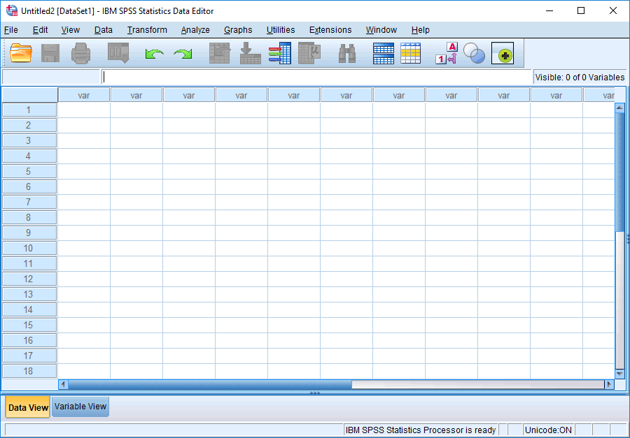 Creating a new file in SPSS Statistics versions 22 to 25 (and the