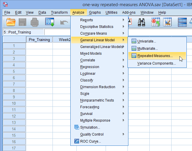 Oneway ANOVA with repeated measures in SPSS Statistics Stepbystep