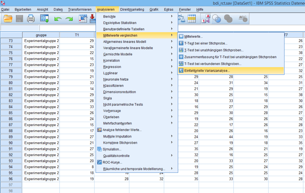 Mixed ANOVA Einfache Haupteffekte des Zwischensubjektfaktors
