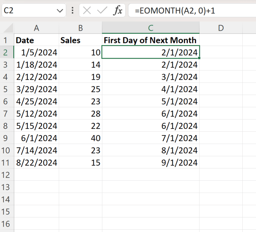 Learn To Calculate The First Day Of The Next Month Using Excel Formulas