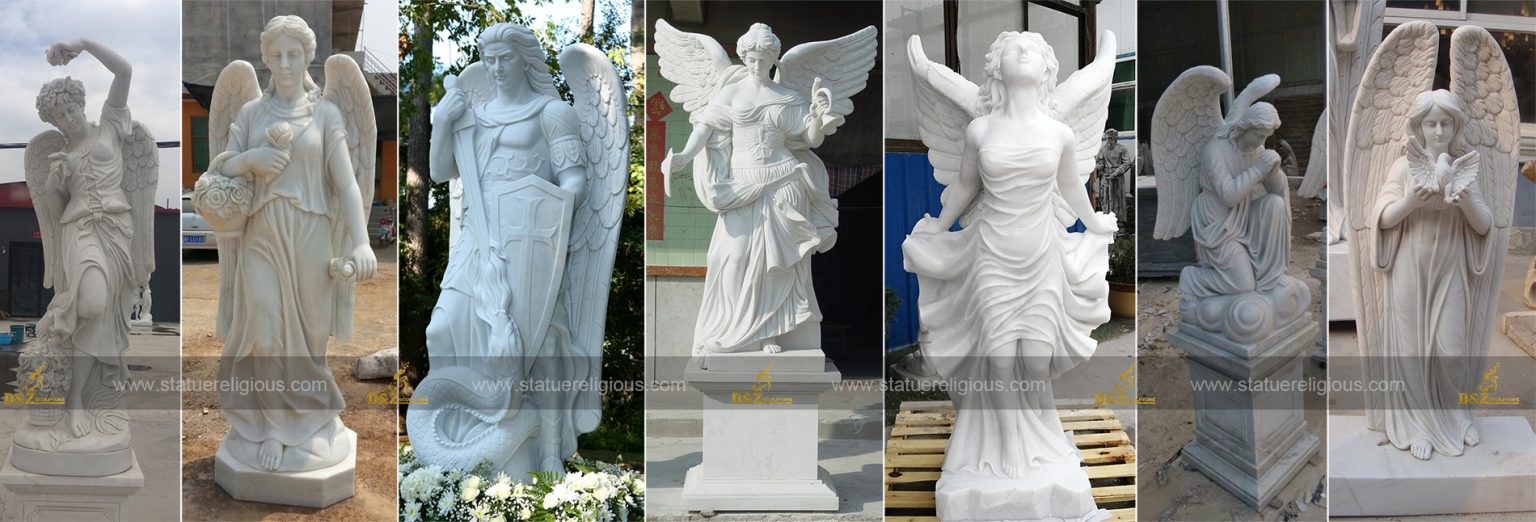 Marble Boy Sad Angel Statue Sculpture for Cemetery DZM