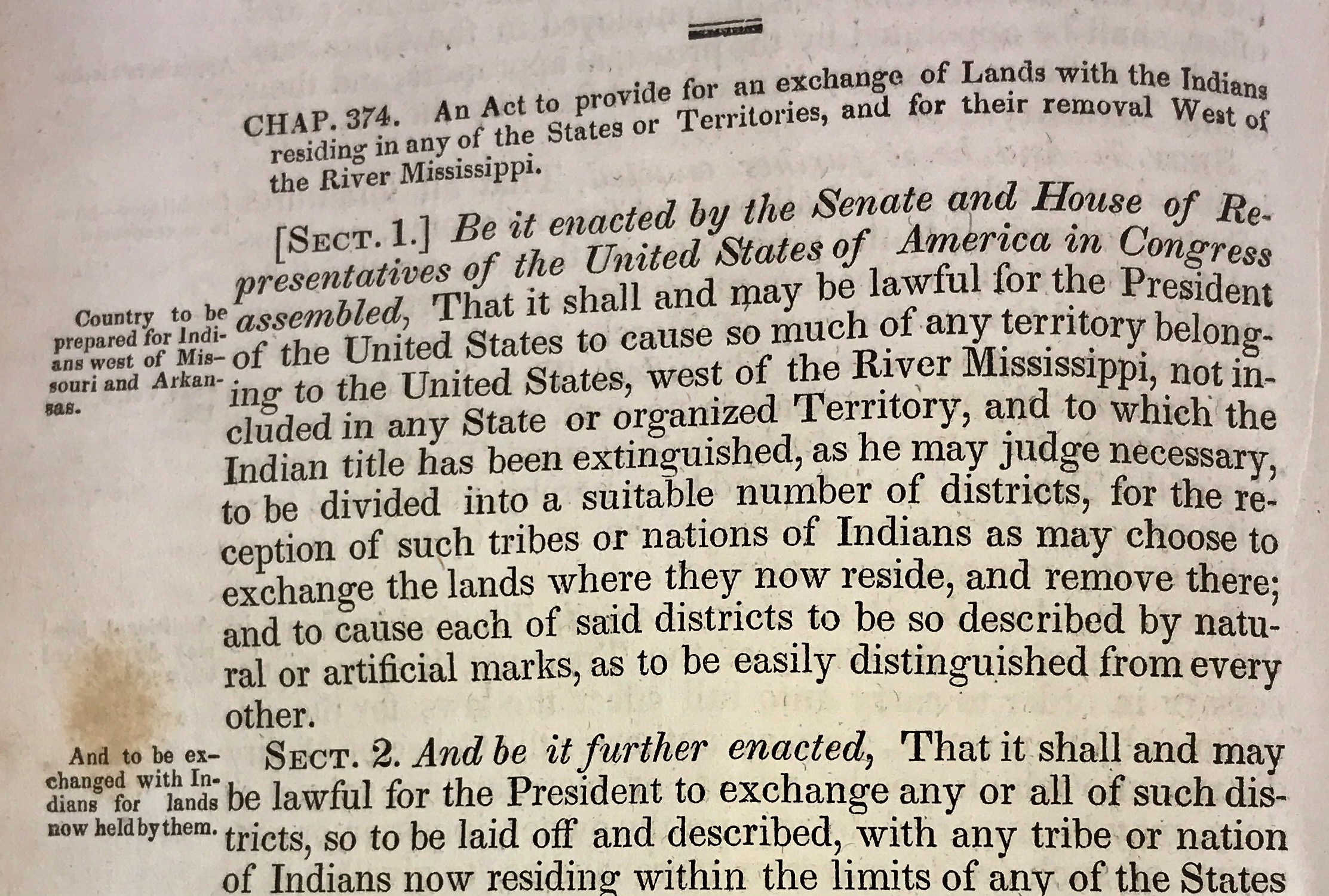 INDIAN REMOVAL ACT OF 1830 Trail of Tears (18321838) Statutes and