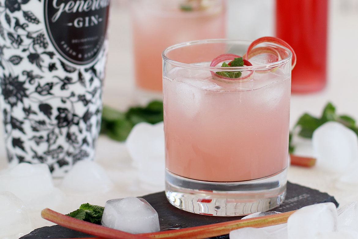 Rhubarb Syrup & Rhubarb Gin Cocktail Stay For A Bite