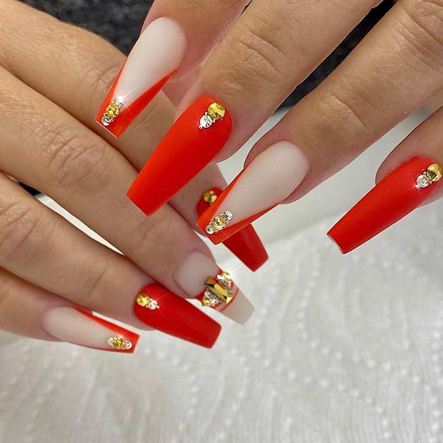 Red Matte Coffin Nails