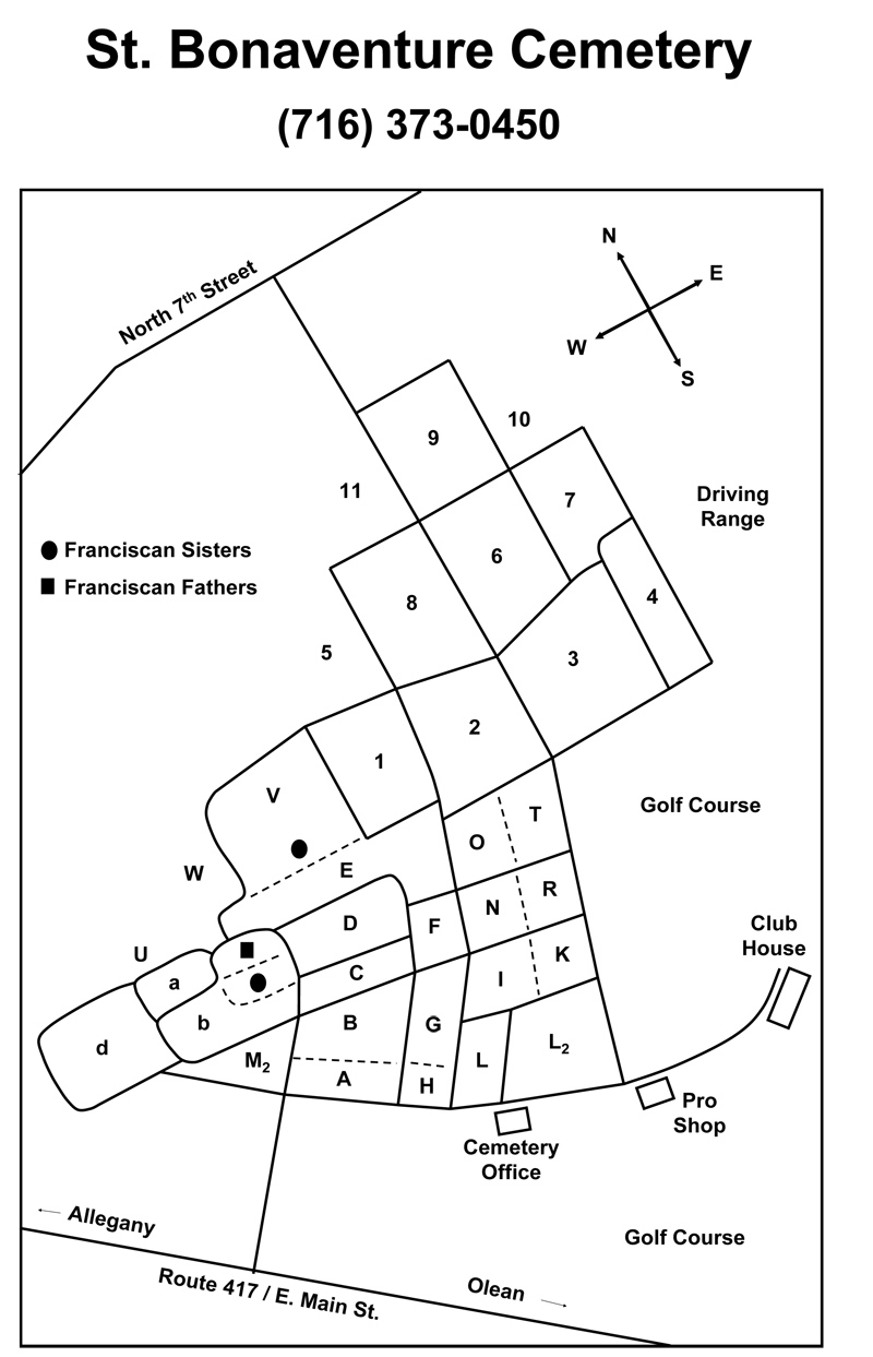 Cemetery Map St. Bonaventure Cemetery