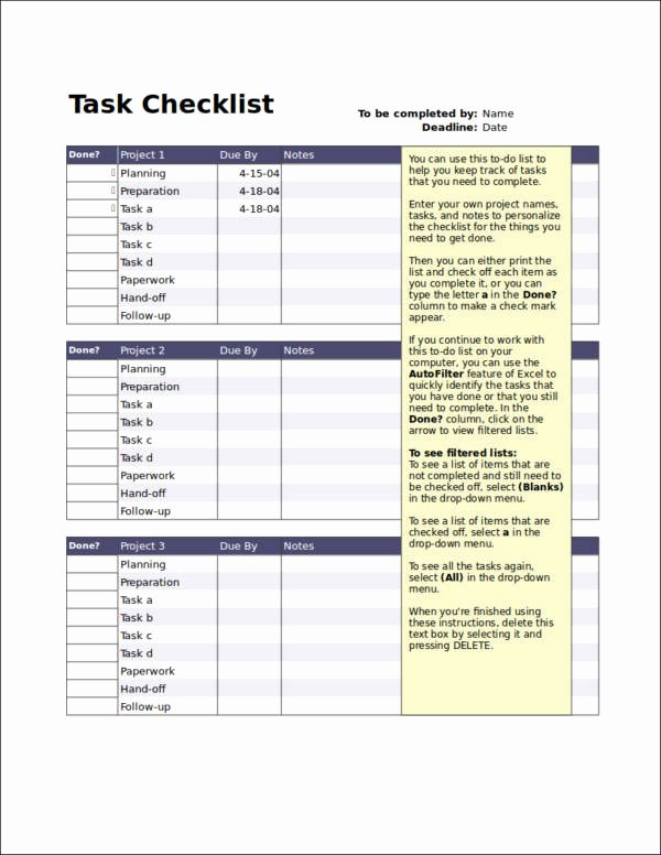 Project Task List Template Stcharleschill Template