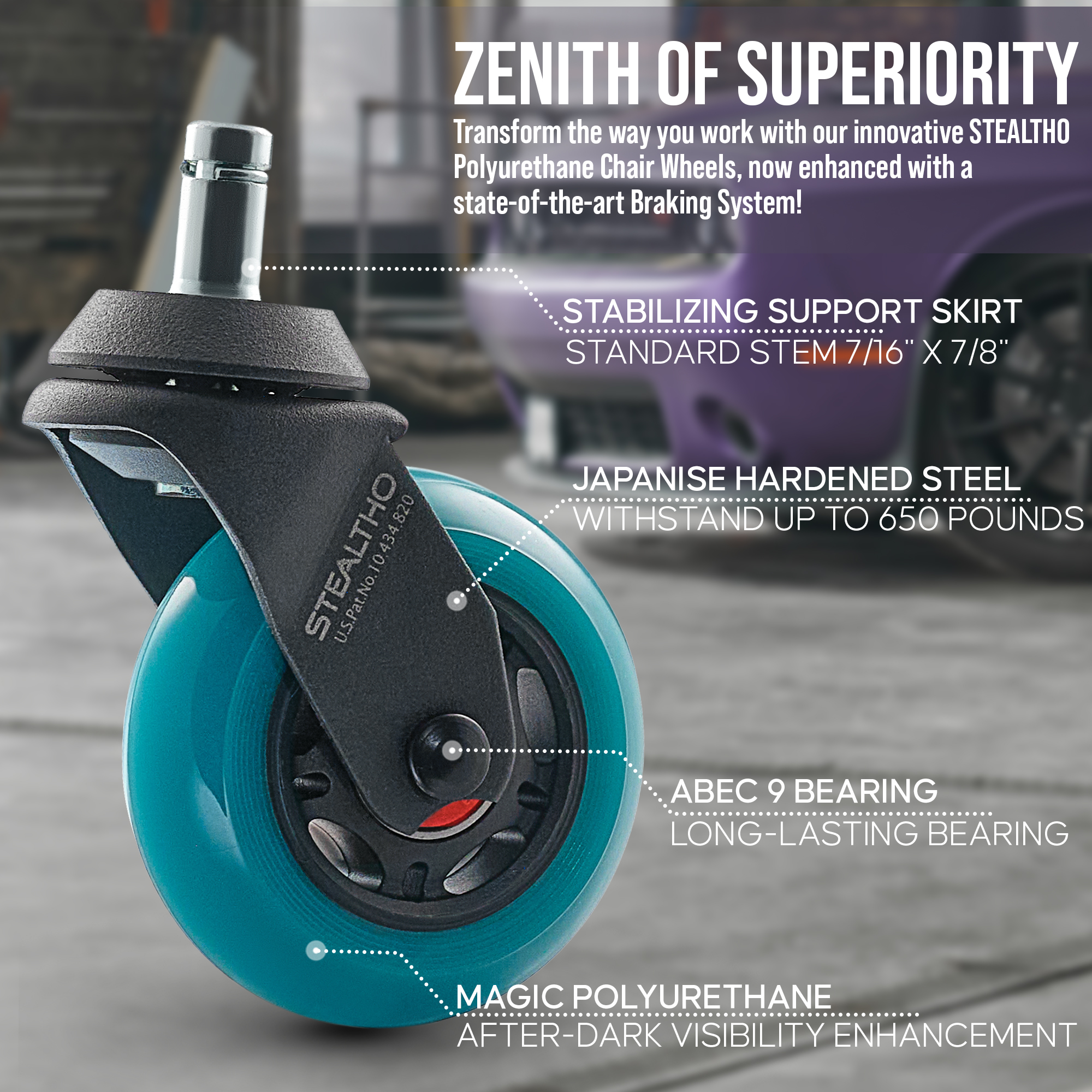 Chair Casters Replacement Office Chair Wheels by STEALTHO