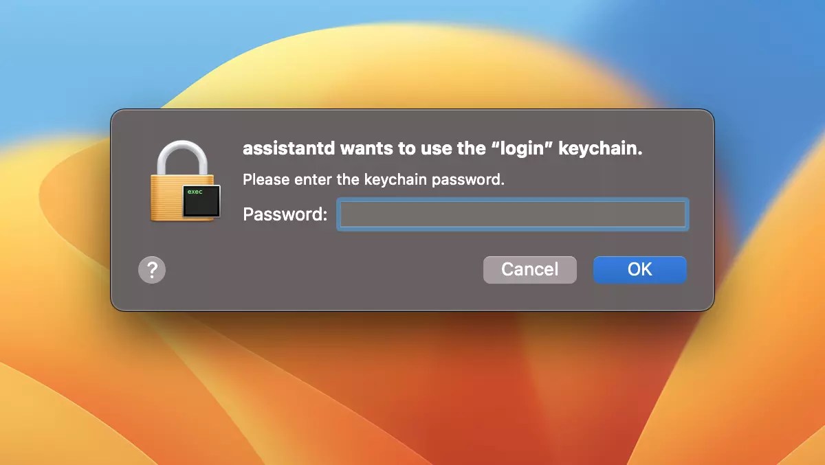 assistantd wants to use the "login" keychain Fixed Popup