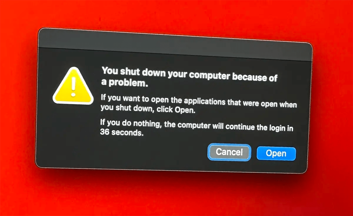 Solution "You shut down your computer because of a problem"