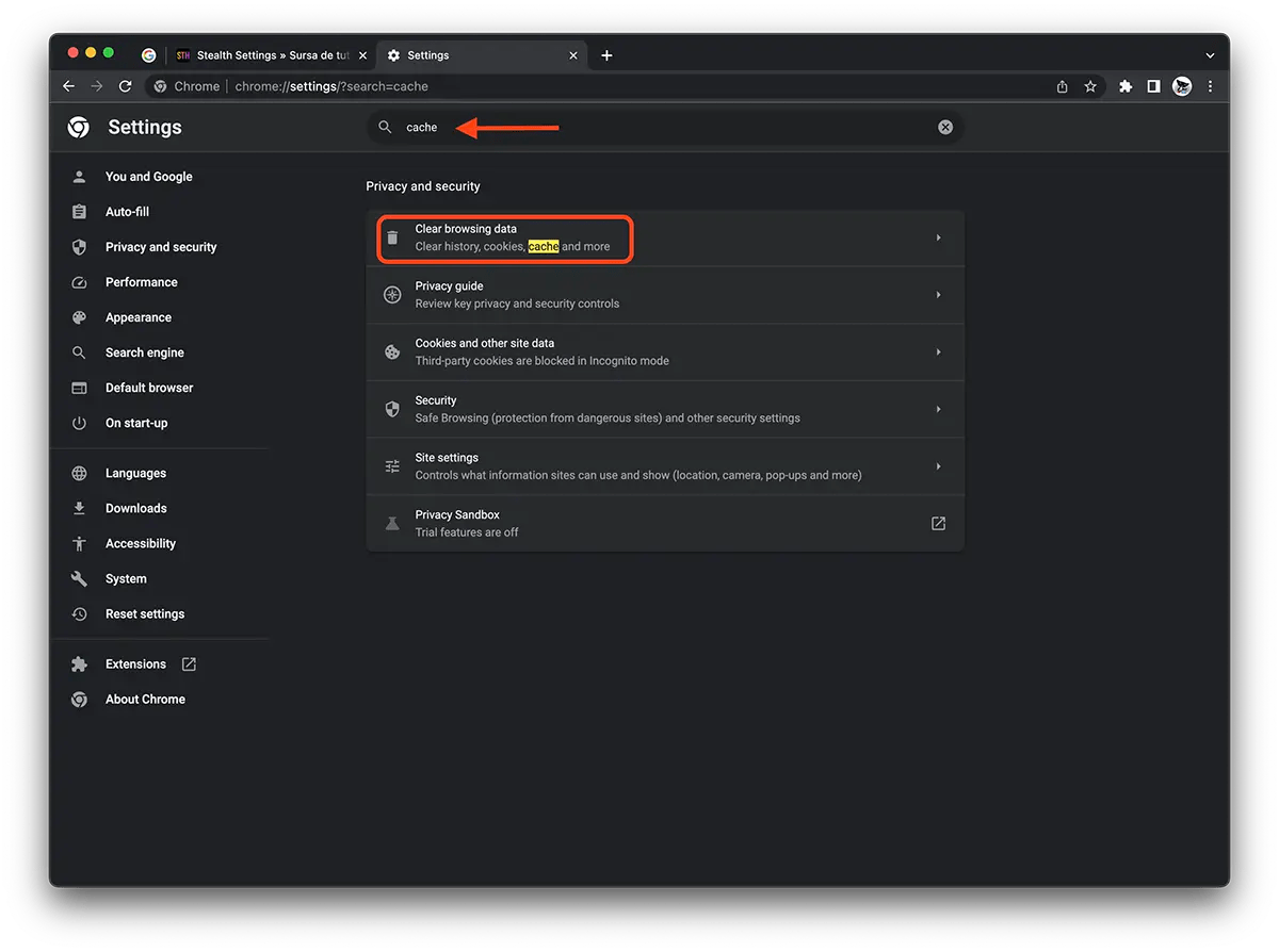 How to delete browsing history on Chrome (Cookies,  Cache)