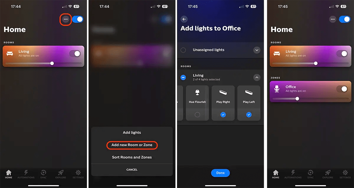 How to assign Philips Hue lights to rooms and zones