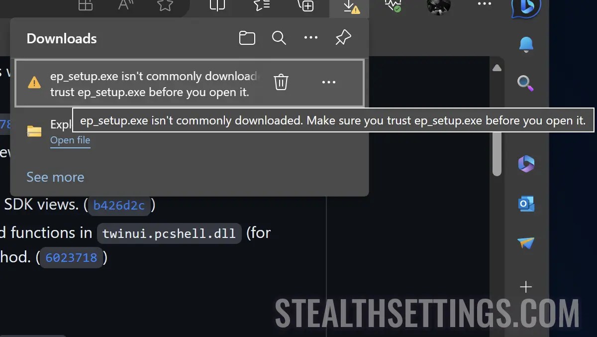 Fix Edge File isn't commonly downloaded.
