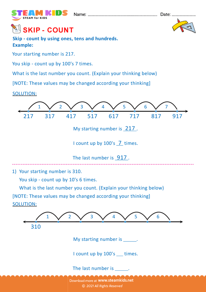 Free Math Worksheet Skip Counting Worksheet 5 STEAM KIDS