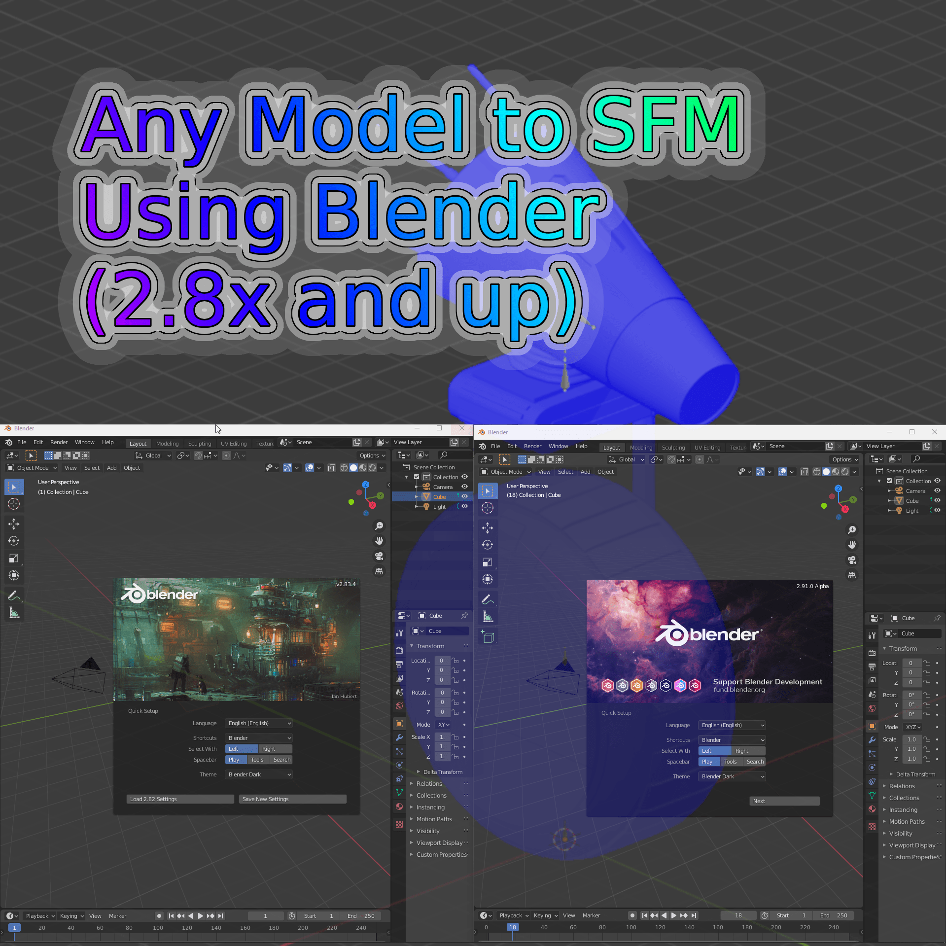 Any Model to SFM using Blender (2.8x and up) Part1 Import Models into