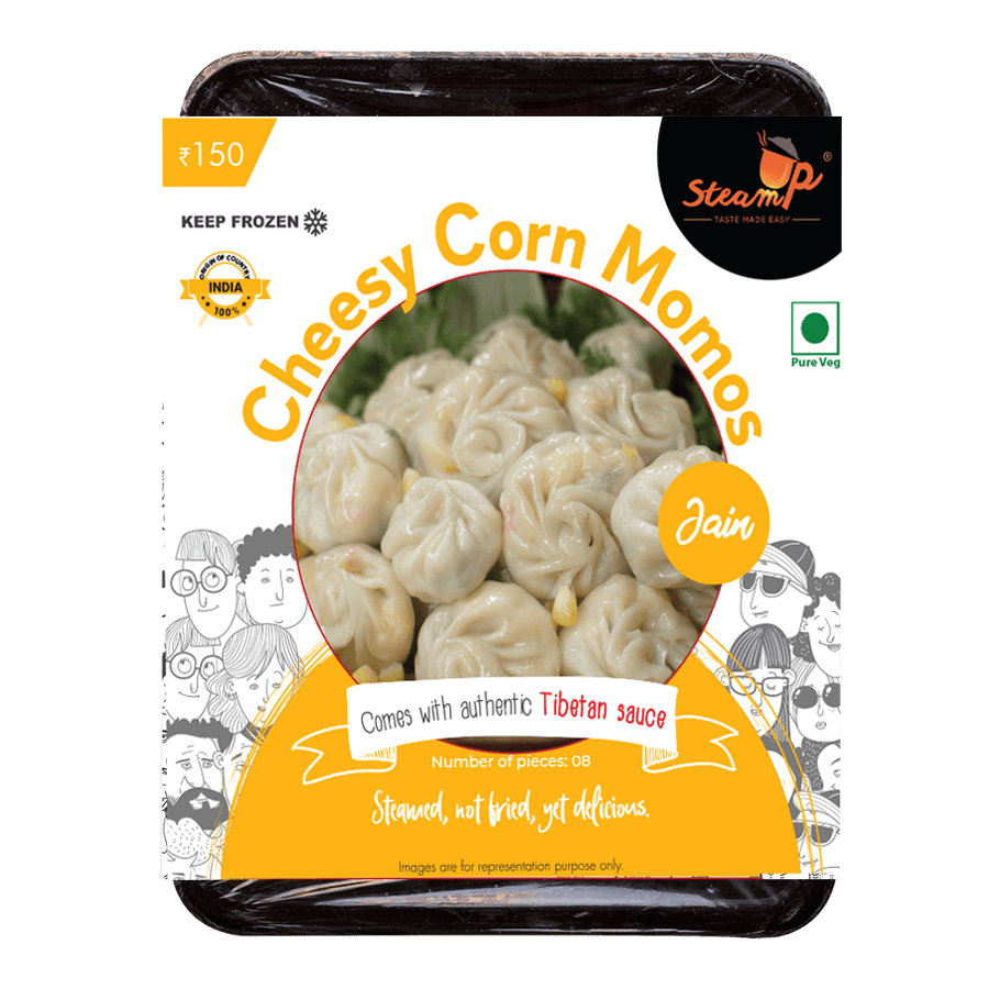 Jain Cheesy Corn Momos SteamUp Foods