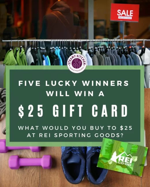 REI Sporting Goods Gift Card Instant Win • Steamy Kitchen Recipes Giveaways
