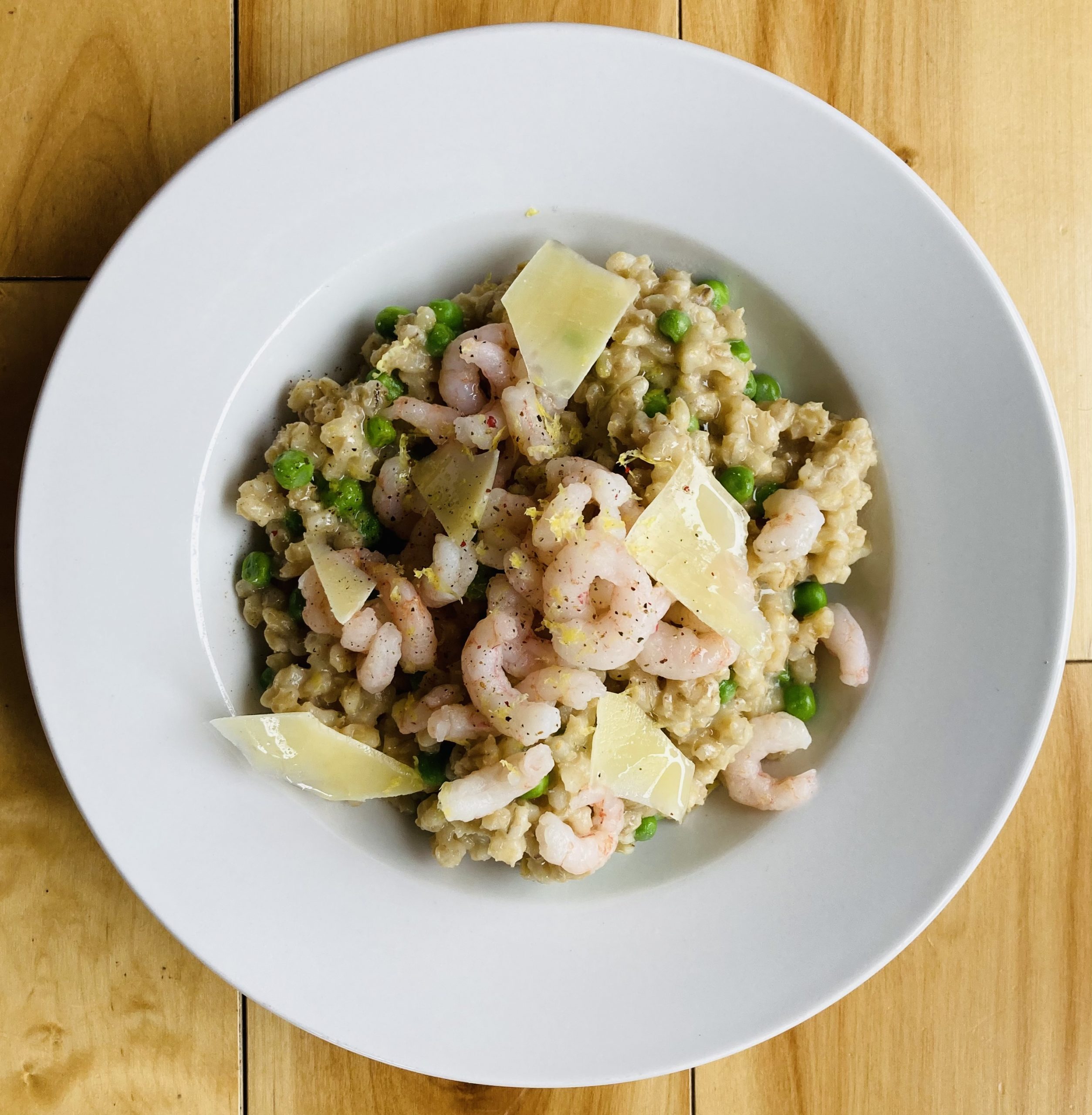 Orgetto crevettes nordiques et pois verts Bistro Le SteCath