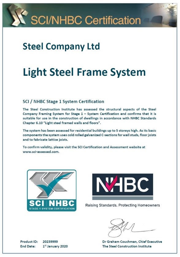 SCI/NHBC Stage 1 System Certification