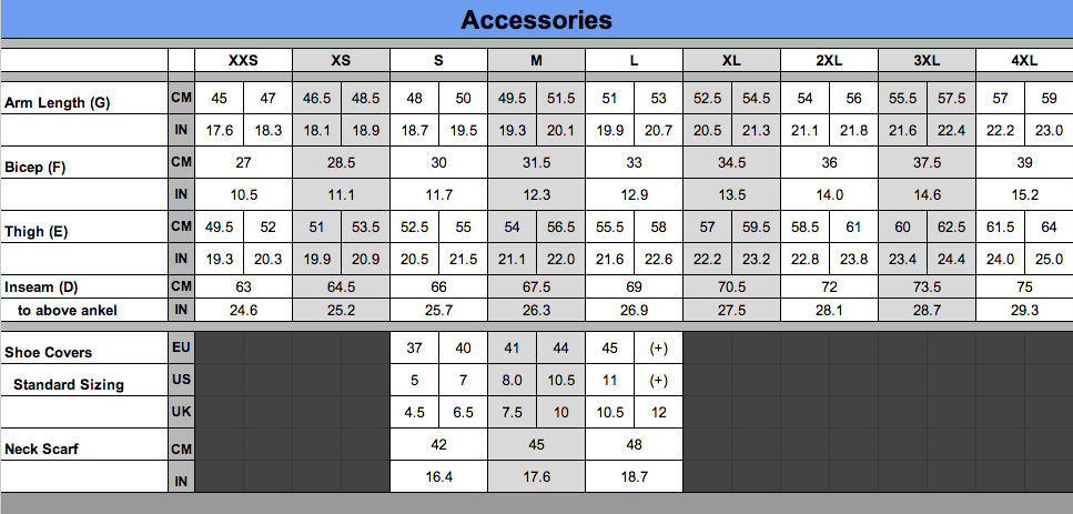 Sizing Charts