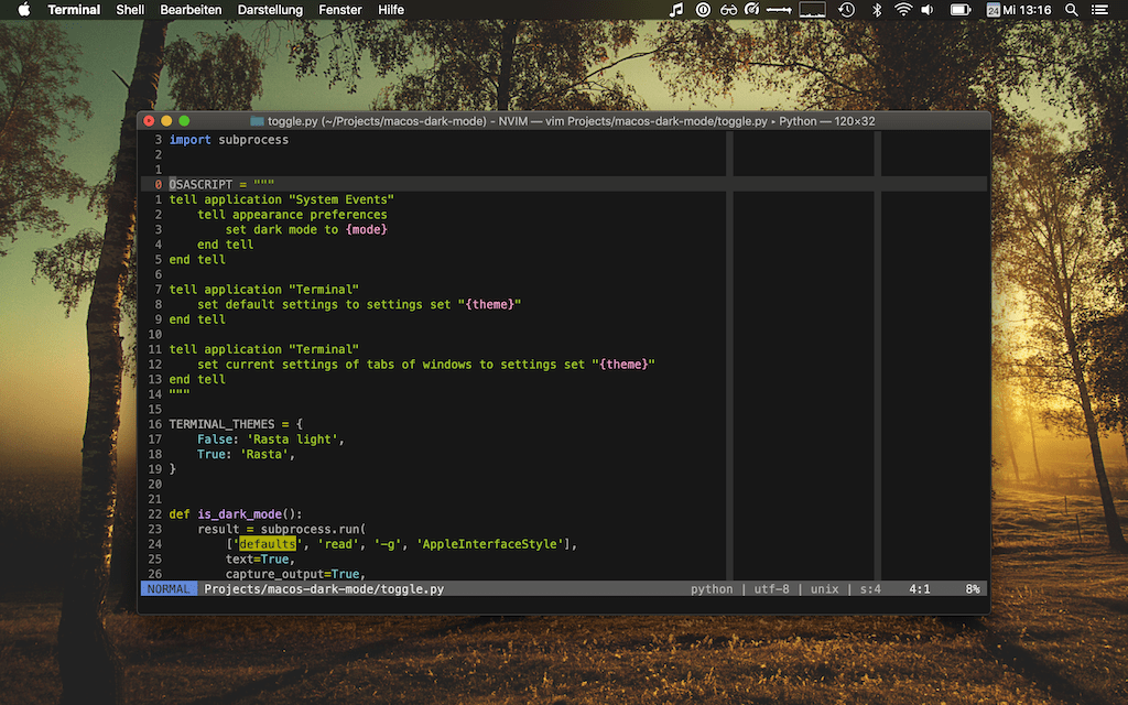 The macOS Dark Mode, your Terminal and Vim Stefan Scherfke