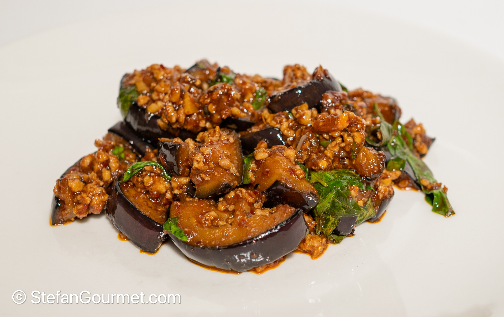Thai Eggplant and Chicken Stir Fry with Nam Prik Pao and Basil Stefan