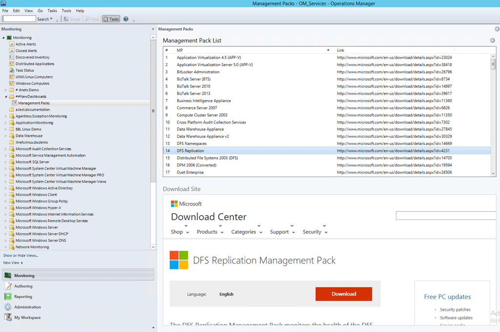 SCOM 2012 Display Download MPs Using PowerShell Widgets 