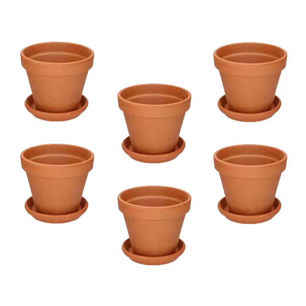 6X Terracotta Pot Met Schotel | Stekbaas