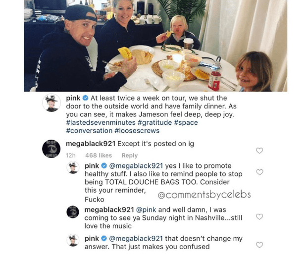 P!nk Just Had The Perfect Clap Back For An Instagram Troll & We Can't