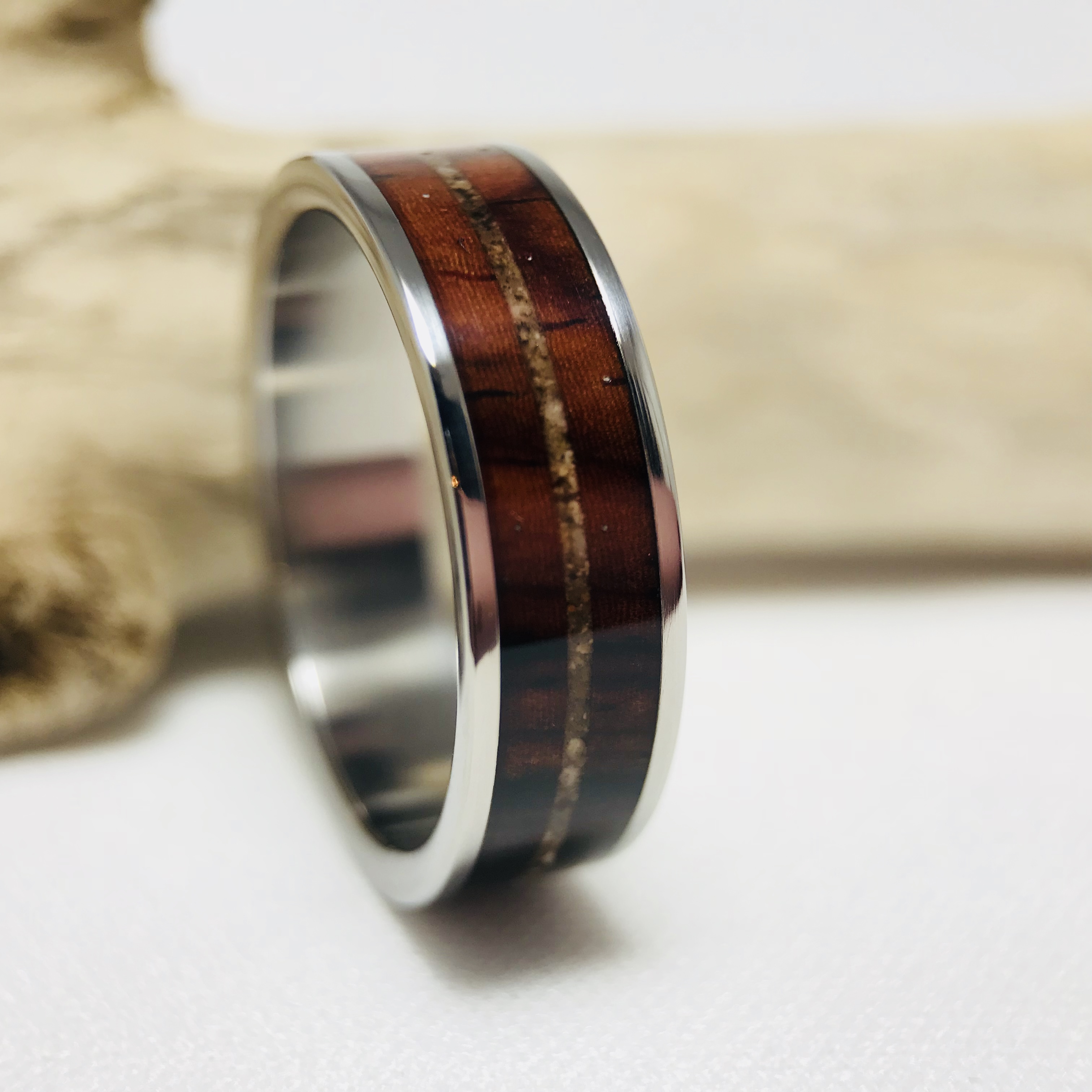 Cremation Ring / Titanium Ring / Cocobolo Wood / Cremation Jewelry