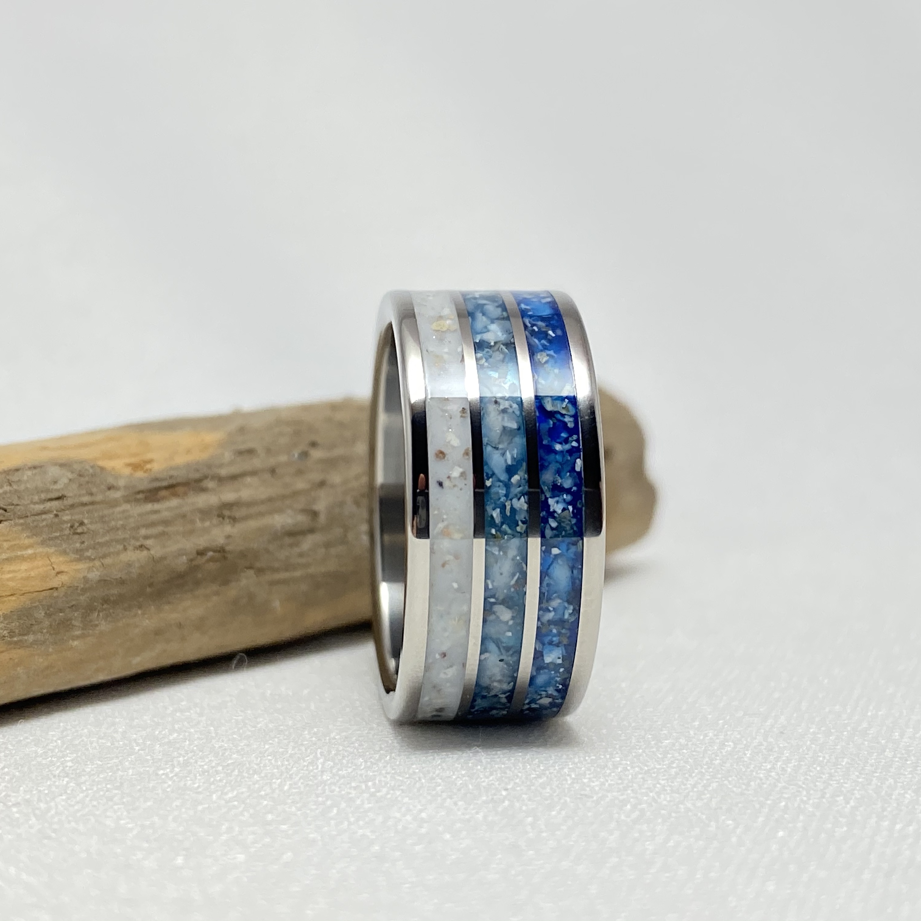 Cremation Ring Titanium w/ Three Inlays Stellwagen Designs