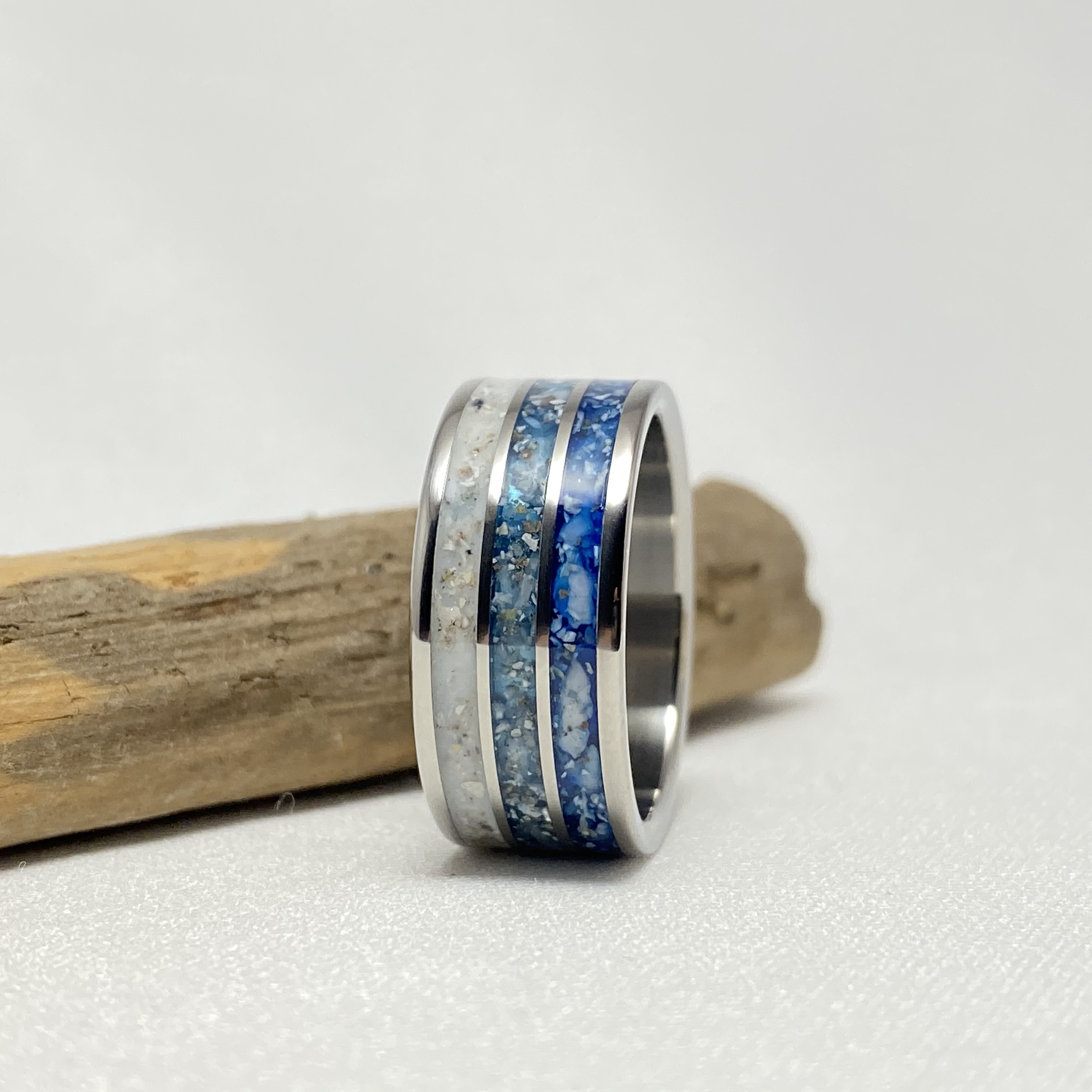 Cremation Ring Titanium w/ Three Inlays Stellwagen Designs