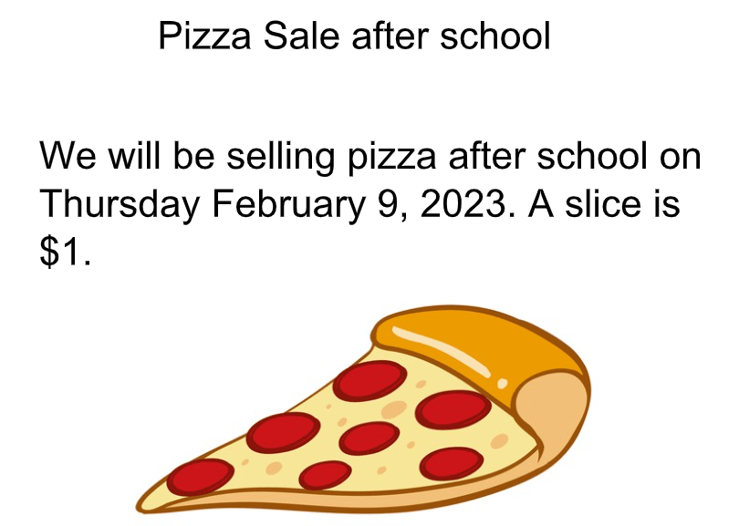 Pizza Sale Thursday STEM Middle School
