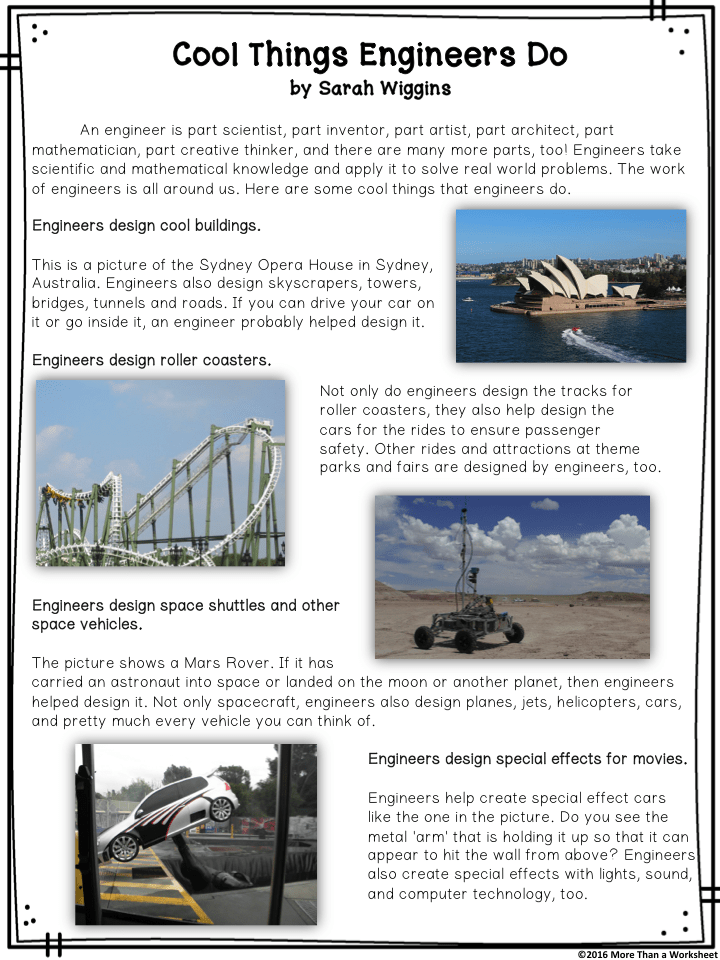 Cool Things Engineers Do STEM Activities for Kids
