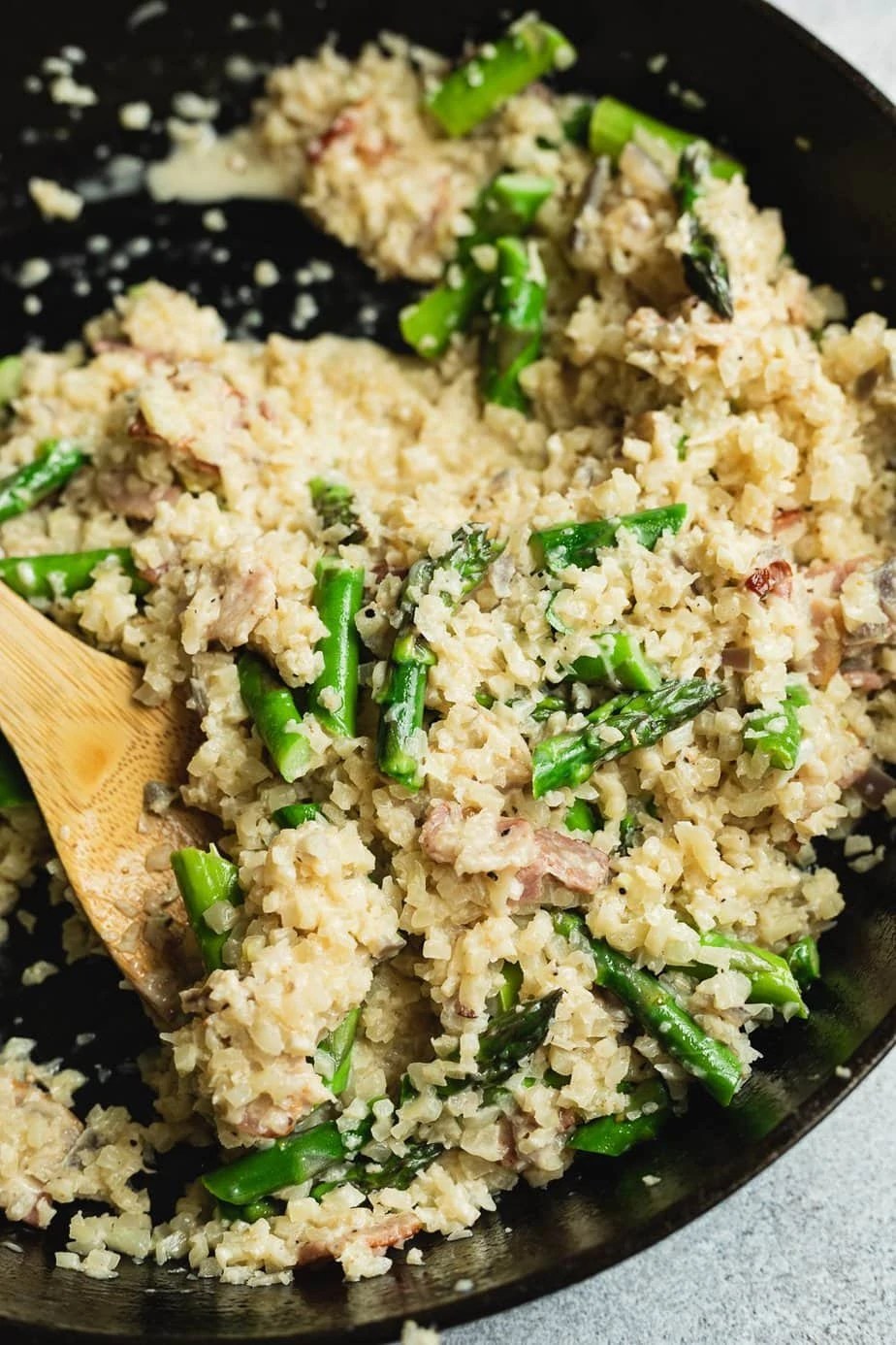 Creamy Keto Risotto with Cauliflower (Low Carb) Stem and Spoon