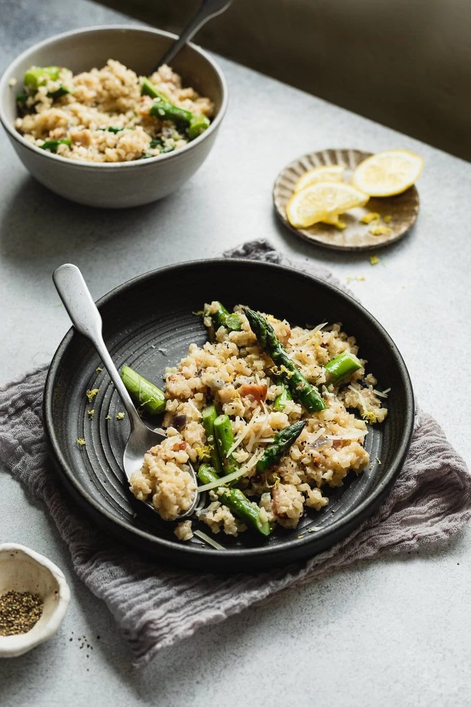 Creamy Keto Risotto with Cauliflower (Low Carb) Stem and Spoon