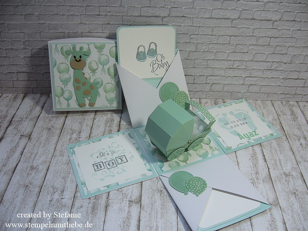 Explosionsbox zur Geburt Nr. 2 Stampin' Up Stempeln mit Liebe