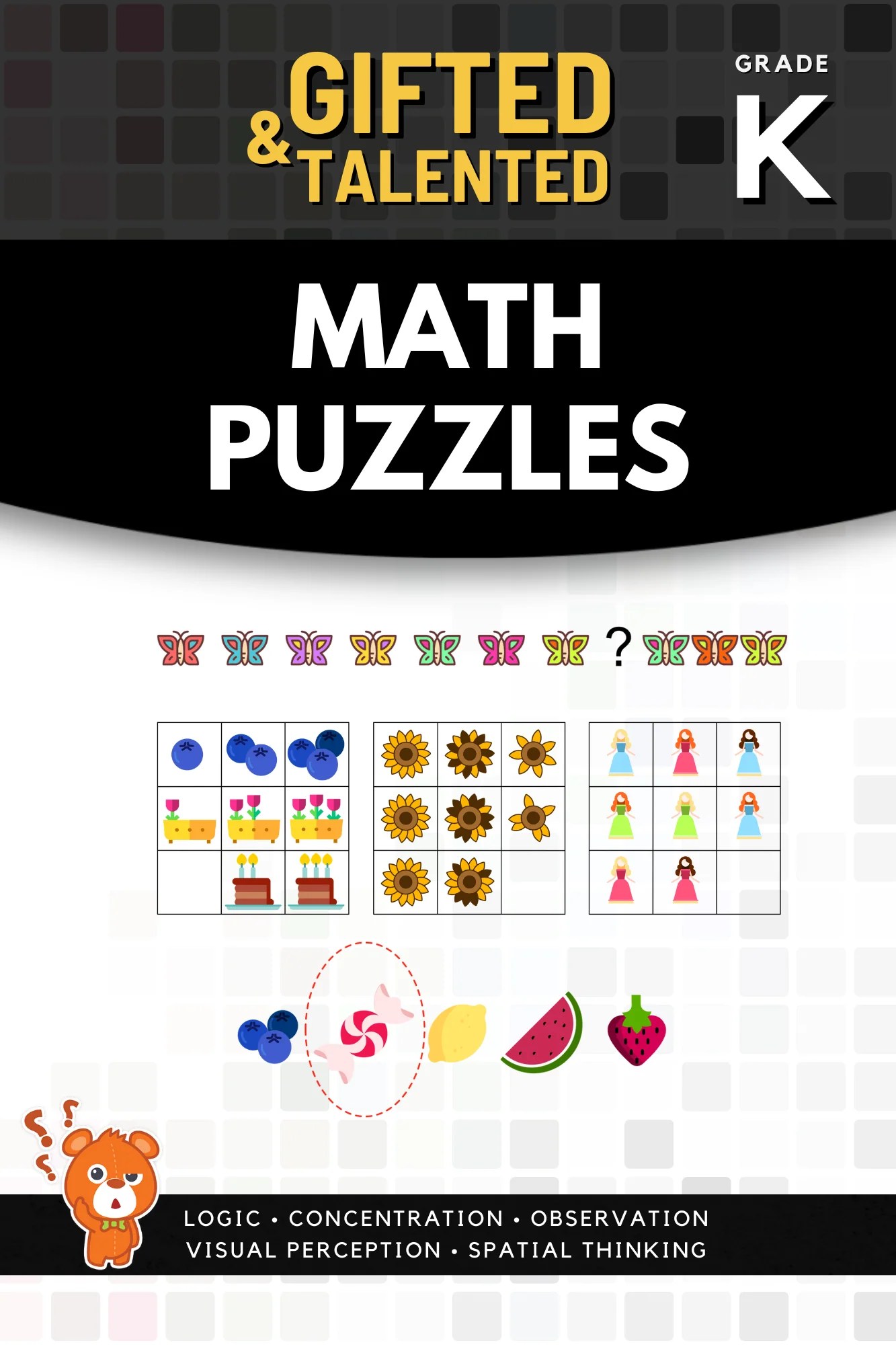 The Gifted And Talented Kindergarten Workbook IQ questions for kids STEMWorksheets