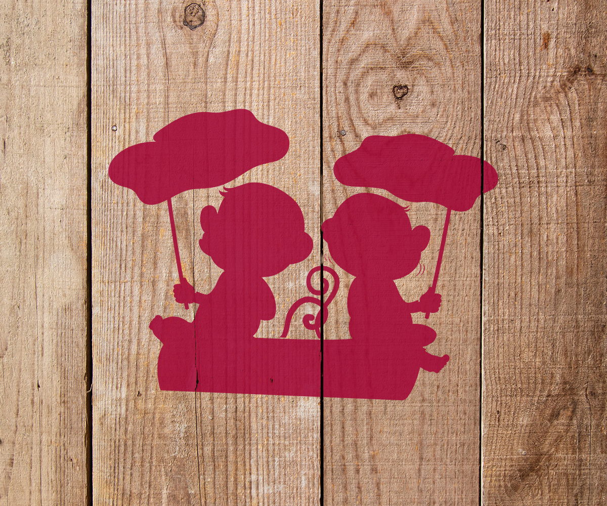 Two Monkeys Stencil Art and Wall Stencil Stencil Giant