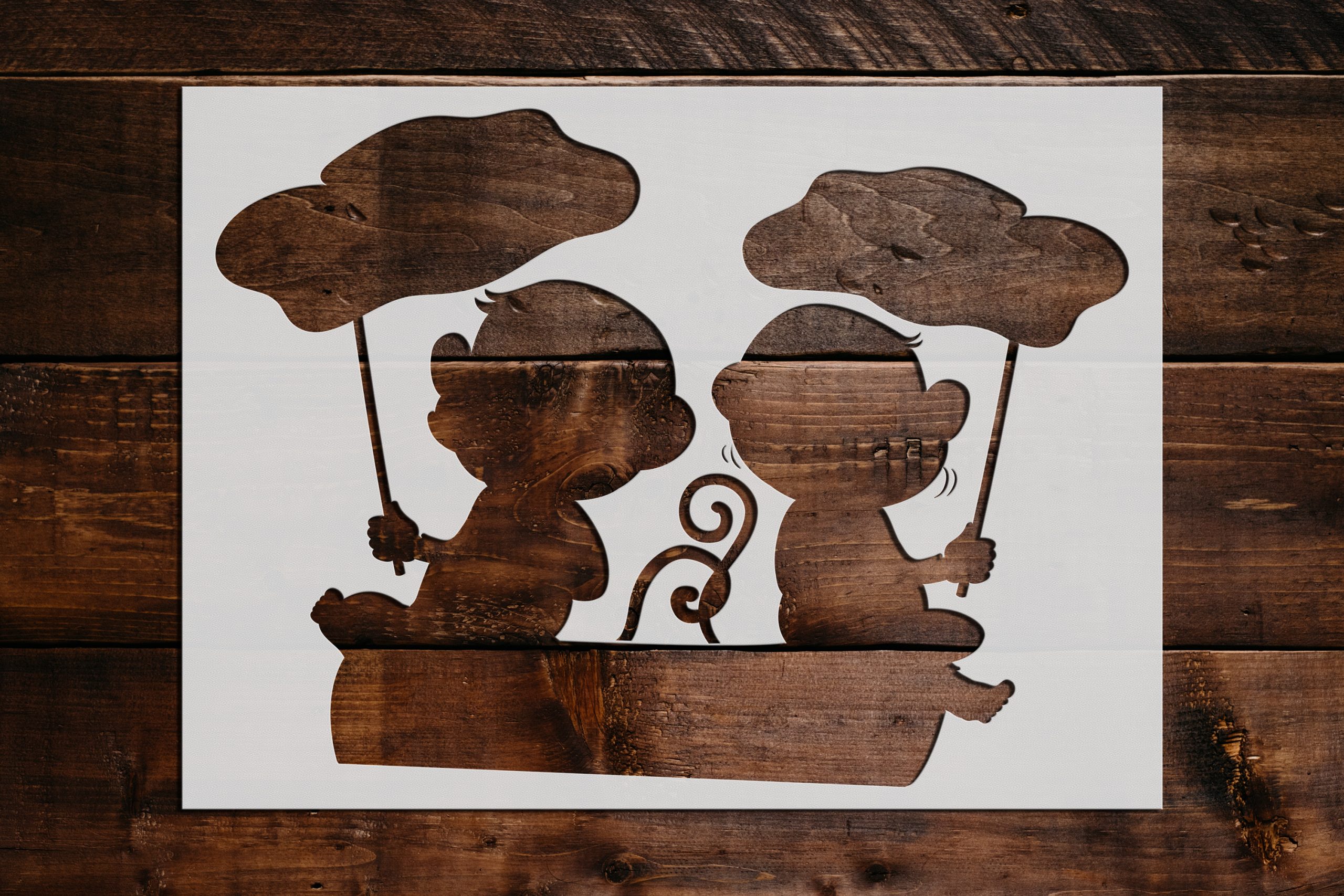 Two Monkeys Stencil Art and Wall Stencil Stencil Giant