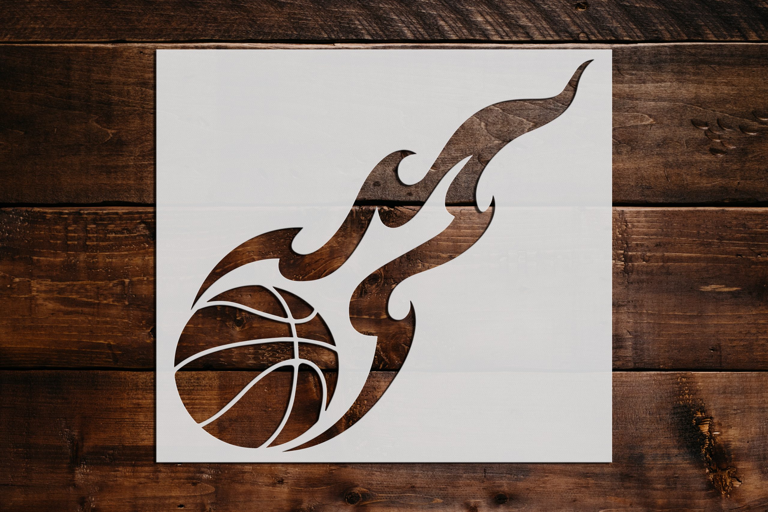 Basketball with Flames Stencil Art and Wall Stencil Stencil Giant