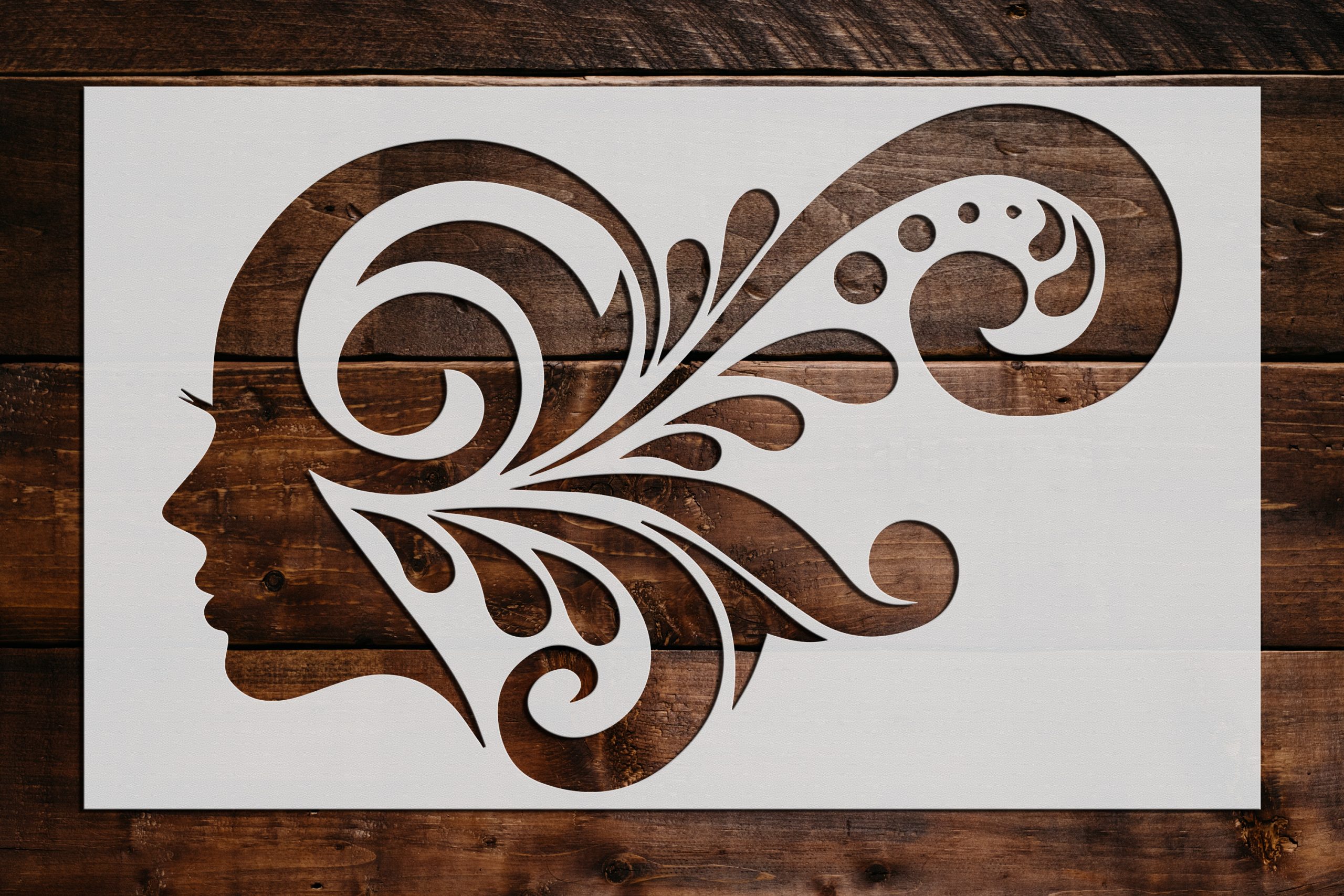 Woman's Face Scroll Design Stencil Art and Wall Stencil Stencil Giant