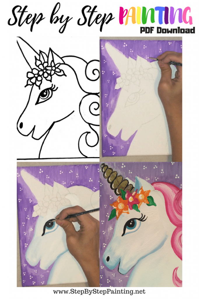 Unicorn Paint Party Download "Bella" The Unicorn Step By Step Painting
