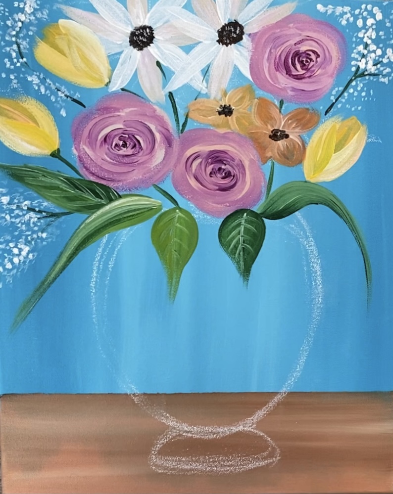 Flower Vase Painting Step By Step Acrylic Painting Tutorial