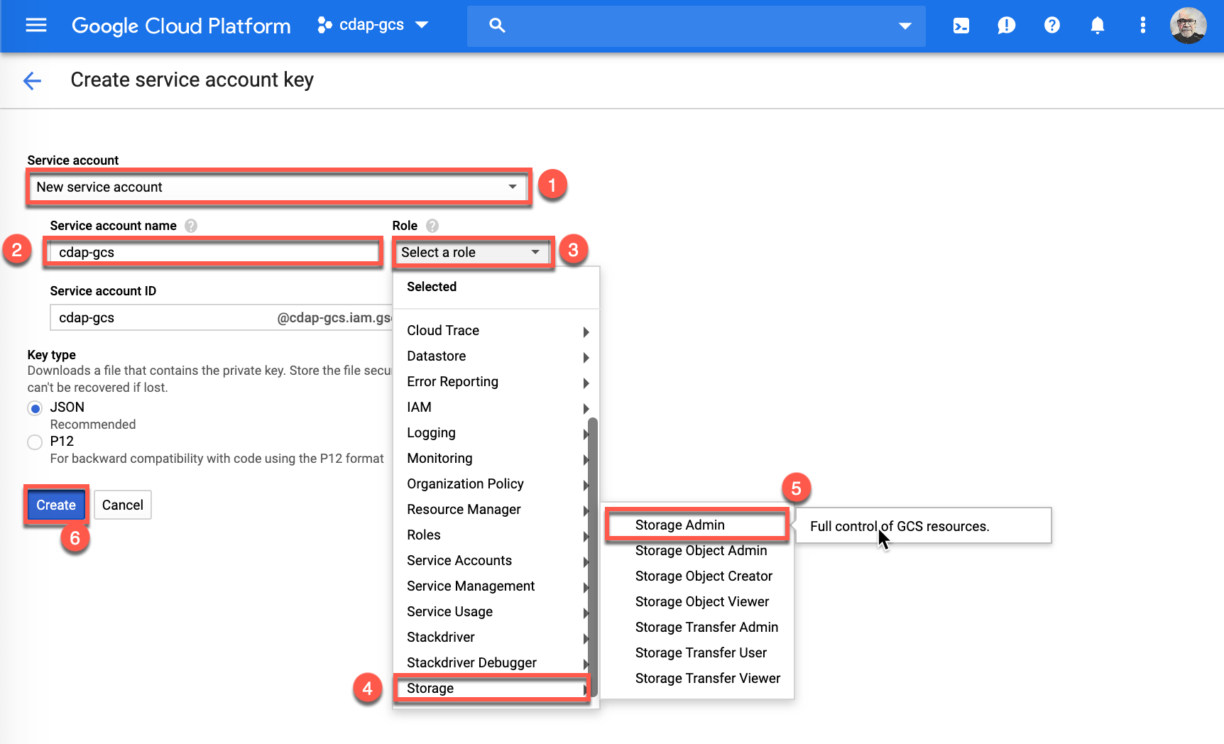 Creating a Google Cloud Platform service account key · Stéphane Fréchette