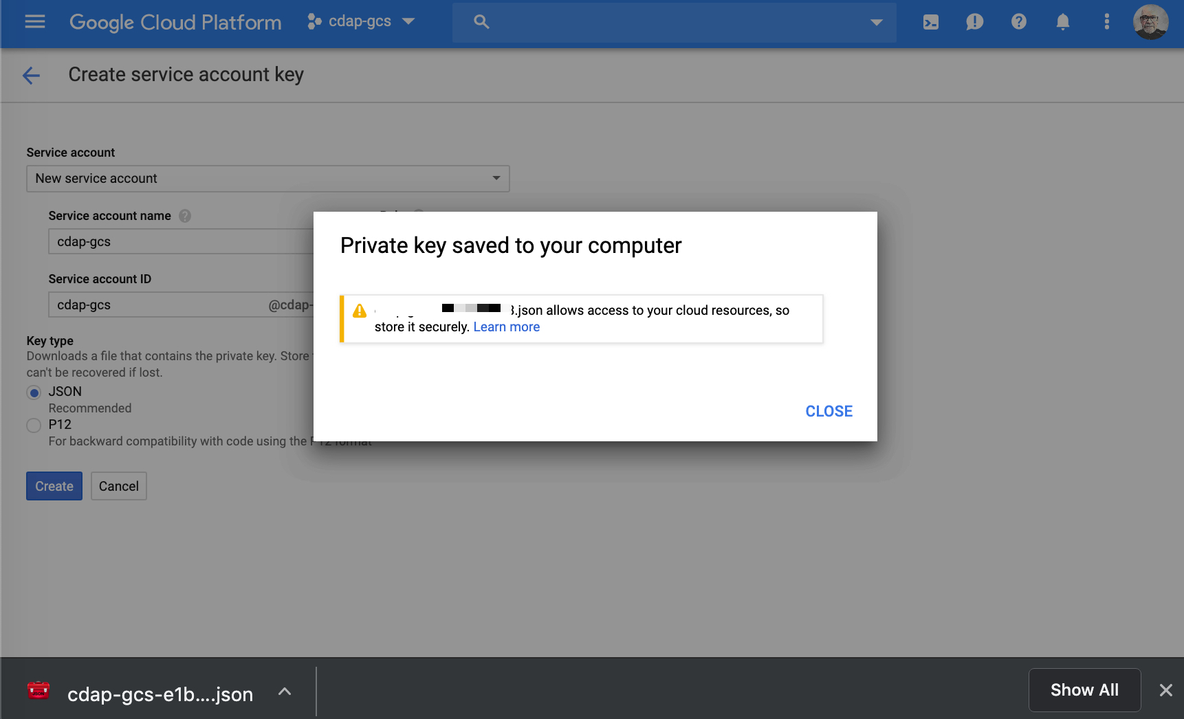 Creating a Google Cloud Platform service account key · Stéphane Fréchette