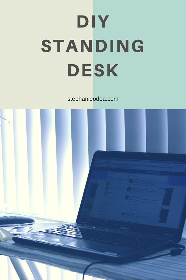 standing desk DIY with ironing board