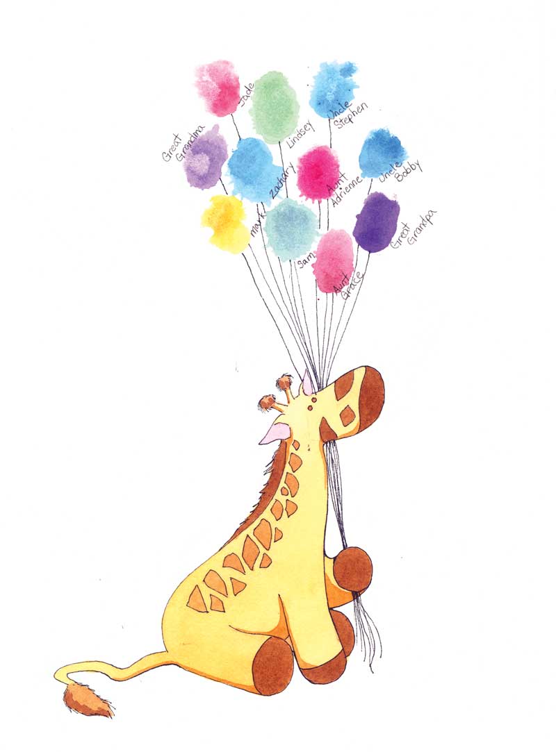 Giraffe with balloons Stephen Ingram Artist