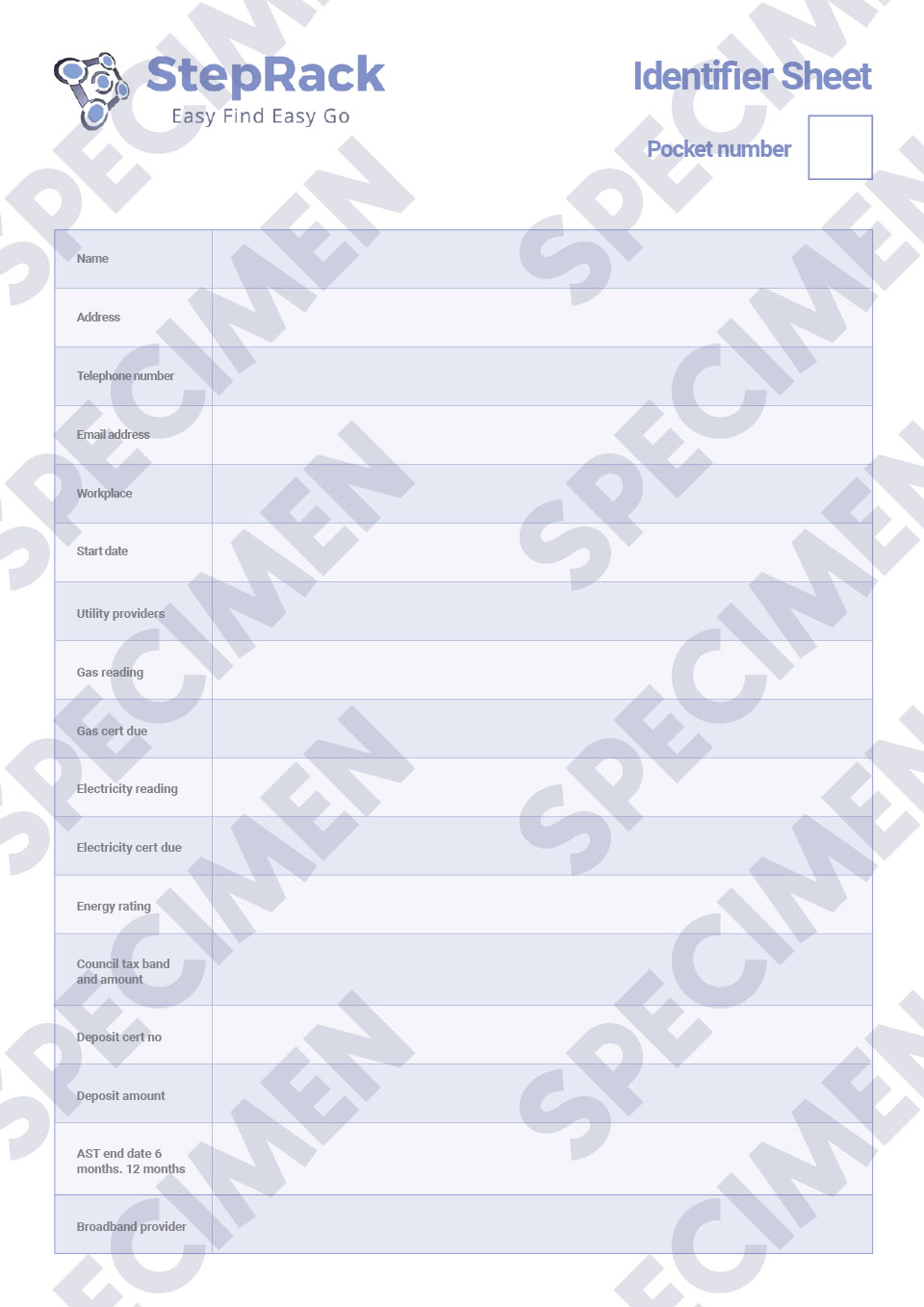 Download the identifier sheet StepRack