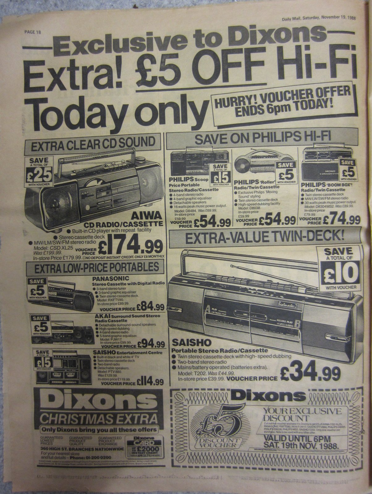 1988 Dixons Newspaper advert Stereo2Go forums