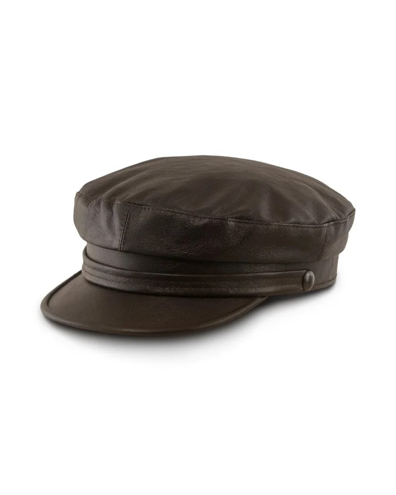 Trawler mütze mit schirm, echtes Leder, männer mütze, frauen mütze